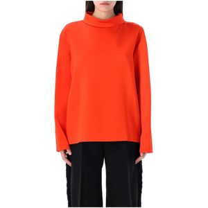 Carven, Dames, Tops, Oranje, Maat: XS Satijn,