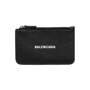 Balenciaga Kaarthouder met ritssluiting en logo print , Black , Dames , Maat: ONE Size