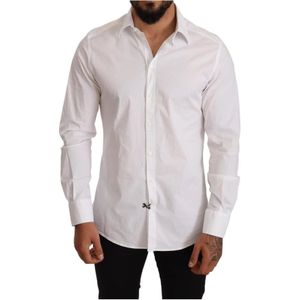 Dolce & Gabbana, Heren, Overhemden, Wit, Maat: 2XS Katoen,