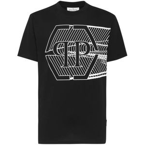 Philipp Plein, Heren, Tops, Zwart, Maat: S Katoen,