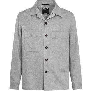 Zegna, Heren, Jassen, Grijs, Maat: L Wol,