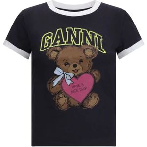 Ganni, Dames, Tops, Zwart, Maat: XS Katoen,