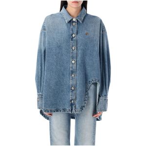 The Attico, Dames, Blouses & Shirts, Blauw, Maat: XS Denim,