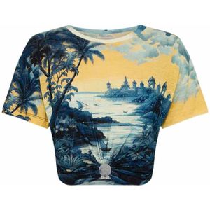 Camilla, Dames, Tops, Blauw, Maat: XS Linnen,