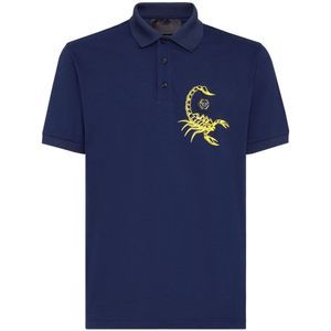 Philipp Plein, Heren, Tops, Blauw, Maat: XS Katoen,