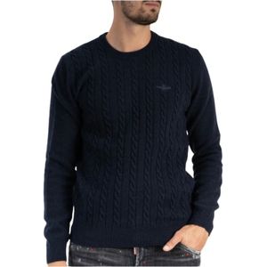 Aeronautica Militare, Heren, Sweatshirts & Hoodies, Blauw, Maat: XL Wol,