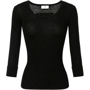 Elisabetta Franchi, Dames, Truien, Zwart, Maat: XS Wol,
