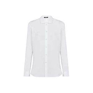 Balmain Katoenen overhemd met knopen bedekt met satijn. , White , Heren , Maat: XL