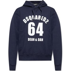 Dsquared2, Heren, Sweatshirts & Hoodies, Blauw, Maat: L Katoen,