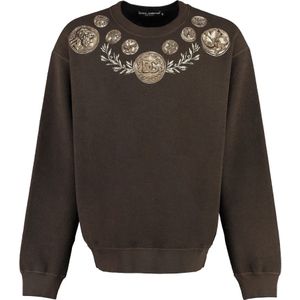 Dolce & Gabbana, Heren, Sweatshirts & Hoodies, Bruin, Maat: L Katoen,