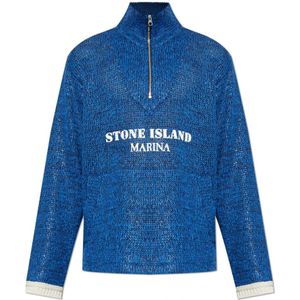 Stone Island, Heren, Truien, Blauw, Maat: L Katoen,
