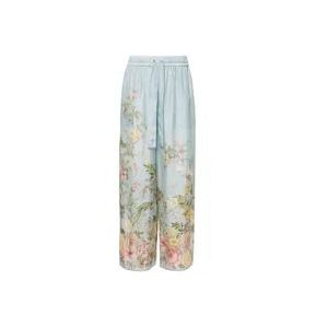 Zimmermann Blauwe Bloemen Wijde Zijden Broek , Multicolor , Dames , Maat: S