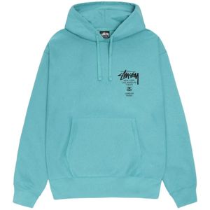 Stüssy, Heren, Sweatshirts & Hoodies, Blauw, Maat: M Katoen,