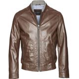 Bugatti - Leren Jas - Bruin - Stijlvolle Leren Jas met Logoplaatje