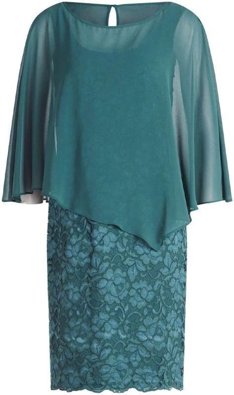 Vera Mont - Cocktailjurk - Smaragd - Asymmetrische Zoom - Halve Mouw