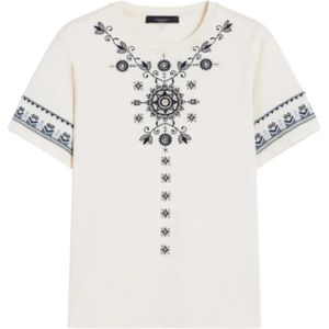 Weekend Max Mara - T-shirt - Beige - Katoen - Geborduurd Motief