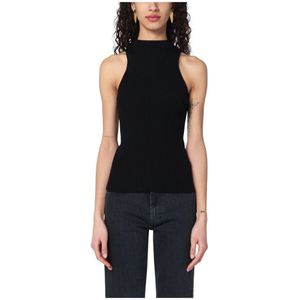 Roberto Collina, Dames, Tops, Zwart, Maat: L Katoen,