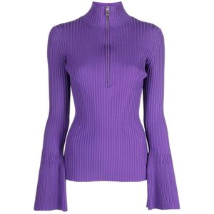 Proenza Schouler, Dames, Truien, Paars, Maat: XS Nylon,