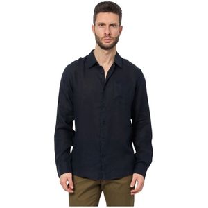 Guess, Heren, Overhemden, Blauw, Maat: L Linnen,