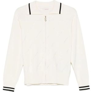 Liu Jo - Gebreid Vest - Zwart/Wit - Lange Mouw - Ritssluiting