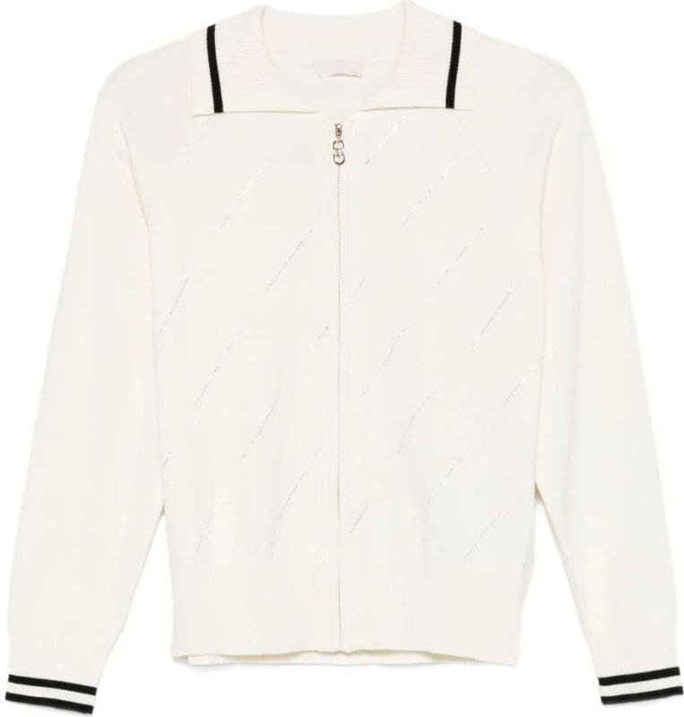 Liu Jo - Gebreid Vest - Zwart/Wit - Lange Mouw - Ritssluiting