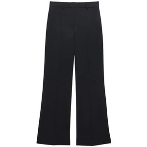 Msgm - Pantalon - Zwart - 96% Wol - Hoge Taille - Rechte Zoom