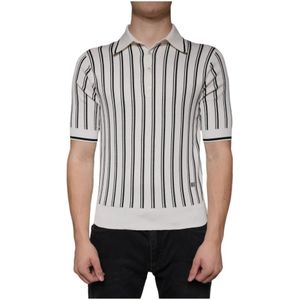 Dolce & Gabbana - Polo T-shirt - Zwart-Wit - Korte Mouwen - 100% Zijde