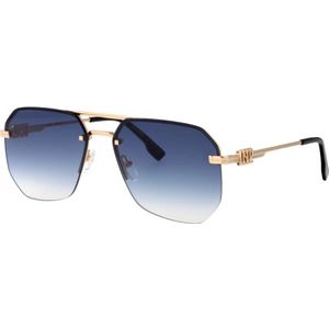 Dsquared2 - D2 0103/S - Zonnebrillen - Metaal - Goud Blauw Geometrisch Normaal Gearceerd