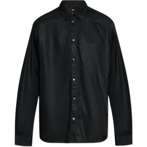 Diesel, Heren, Overhemden, Zwart, Maat: 2XL Satijn,