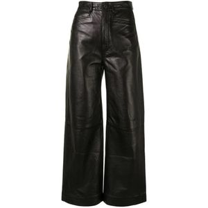 Proenza Schouler, Dames, Broeken, Zwart, Maat: L Leer,