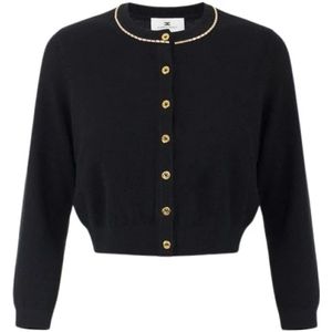 Elisabetta Franchi, Dames, Truien, Zwart, Maat: XS Wol,