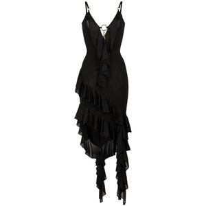 Roberto Cavalli, Dames, Jurken, Zwart, Maat: M Nylon,