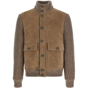 Brunello Cucinelli, Heren, Jassen, Beige, Maat: S Leer,