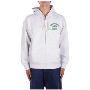 Carhartt Wip - Logo Front Zip Hoodie - Sweatvest - Wit - Katoen