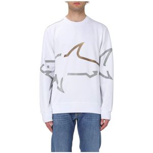 Paul & Shark, Heren, Sweatshirts & Hoodies, Wit, Maat: M Katoen,