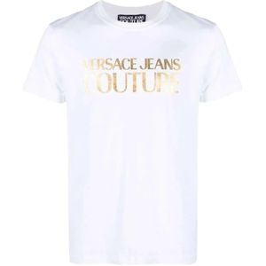 Versace Jeans Couture, Heren, Tops, Wit, Maat: M Katoen,