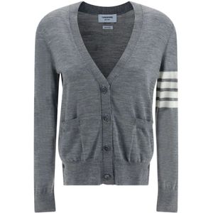 Thom Browne, Dames, Truien, Grijs, Maat: 2XS Wol,