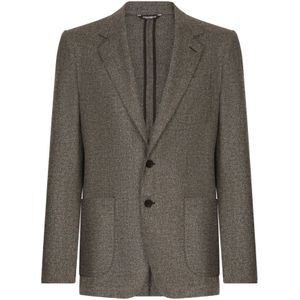 Dolce & Gabbana, Heren, Jassen, Bruin, Maat: M Leer,