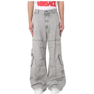 Versace, Heren, Jeans, Grijs, Maat: W33 Katoen,