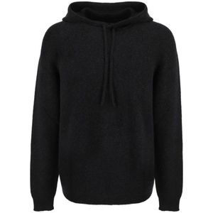 Roberto Collina, Heren, Sweatshirts & Hoodies, Zwart, Maat: M Wol,