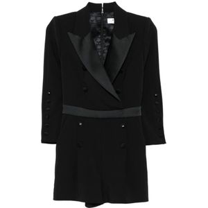 Elisabetta Franchi, Dames, Jumpsuits & Playsuits, Zwart, Maat: S Leer,