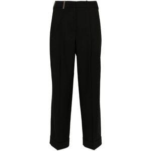 Peserico, Dames, Broeken, Zwart, Maat: XS Wol,