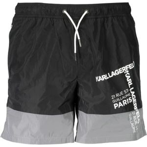 Karl Lagerfeld, Heren, Badkleding, Zwart, Maat: M Poliester,