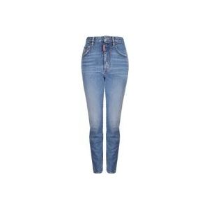 Dsquared2 Hoge Taille Distressed Jeans , Blue , Dames , Maat: 4XS