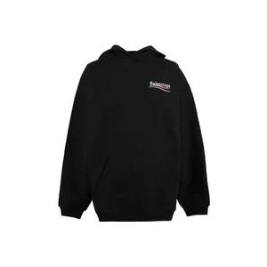 Balenciaga Logo Print Hoodie - Zwart , Black , Heren , Maat: 2XS