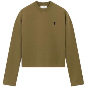 Ami Paris, Dames, Sweatshirts & Hoodies, Bruin, Maat: M Katoen,