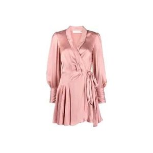 Zimmermann Roze Zijden Wikkeljurk , Pink , Dames , Maat: L