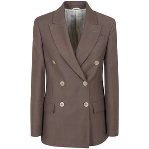Brunello Cucinelli, Dames, Jassen, Bruin, Maat: 2XS Linnen,