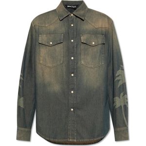 Palm Angels, Heren, Overhemden, Blauw, Maat: M Denim,