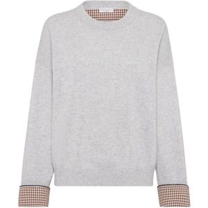 Brunello Cucinelli, Dames, Truien, Grijs, Maat: XL Kasjmier,